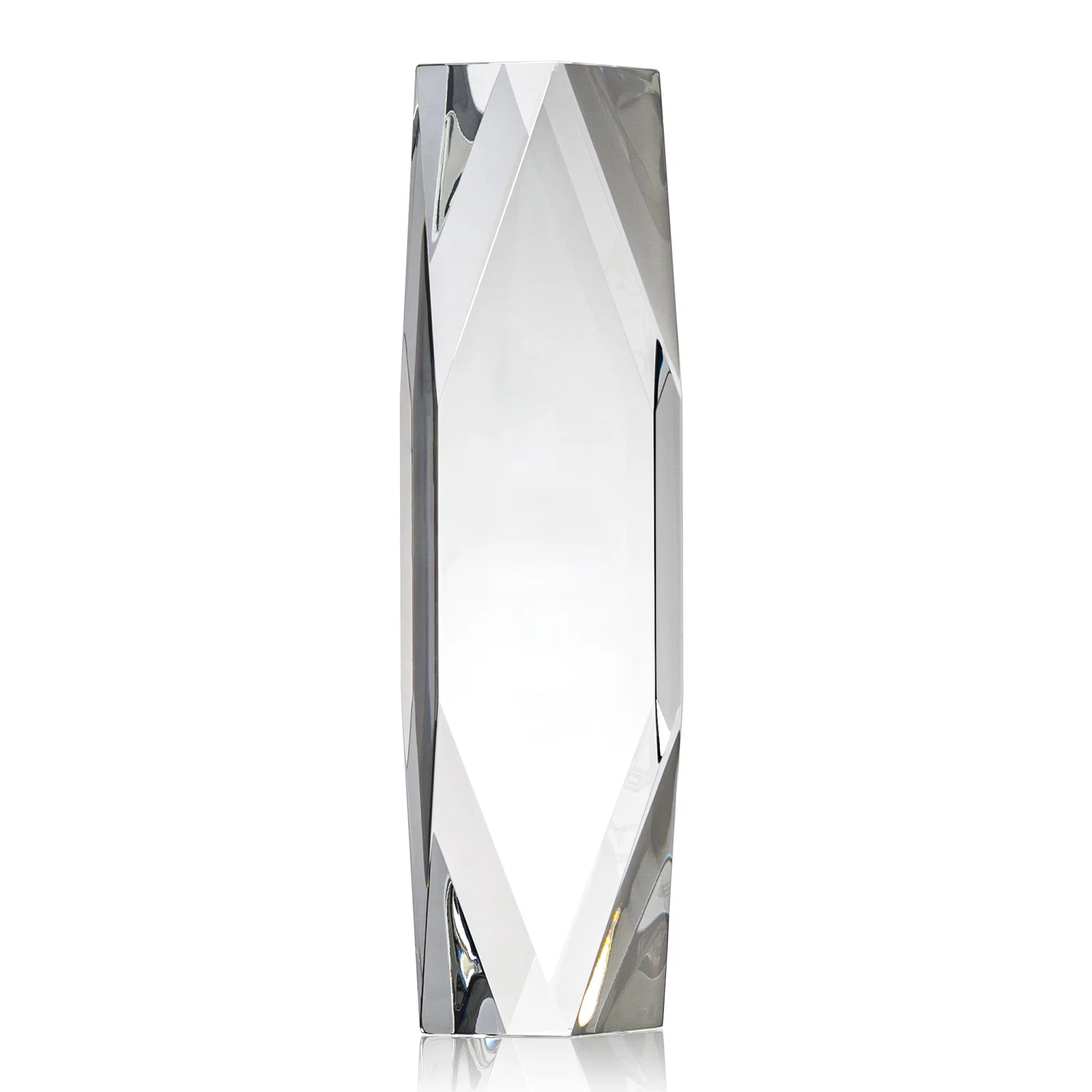 Personalized Optical Crystal Tower Award with Faceted Diamond Window for team milestone celebrations
