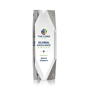 Optical Crystal Tower Award with Faceted Diamond Window