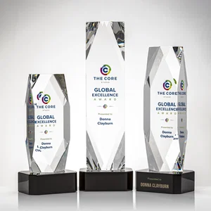 Optical Crystal Award with a Faceted Diamond Window