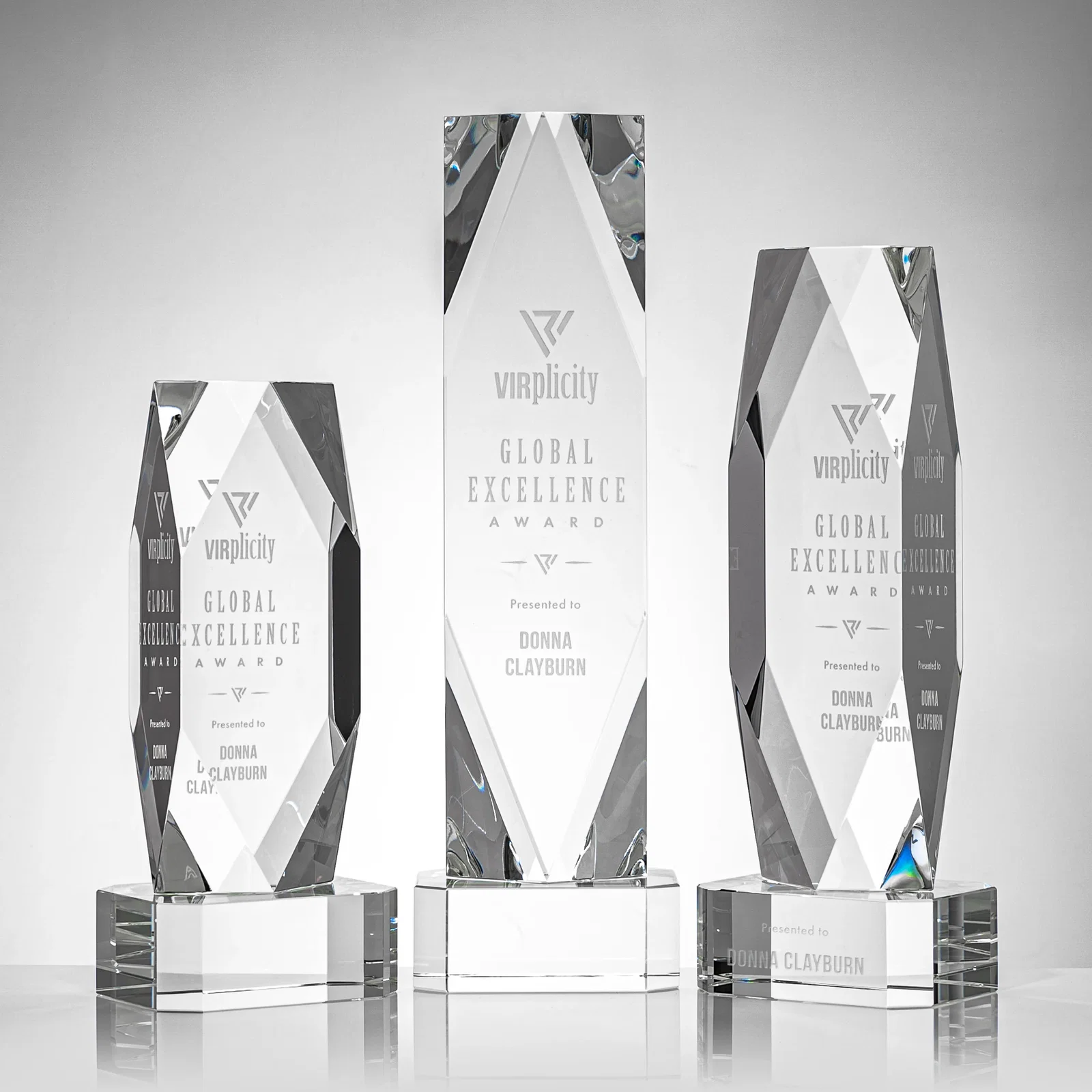 Promotional Optical Crystal Award with a Faceted Diamond Window for employee recognition