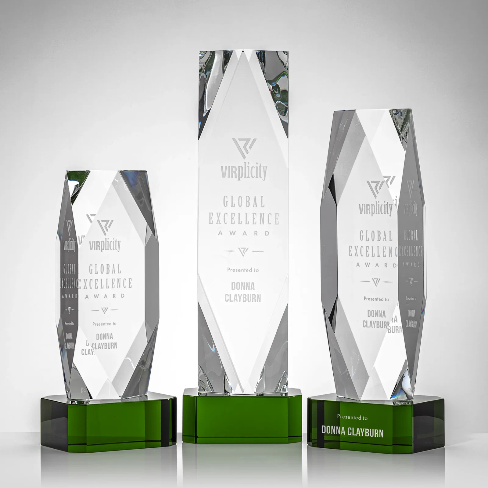 Promotional Optical Crystal Award with a Faceted Diamond Window for retirement presentations