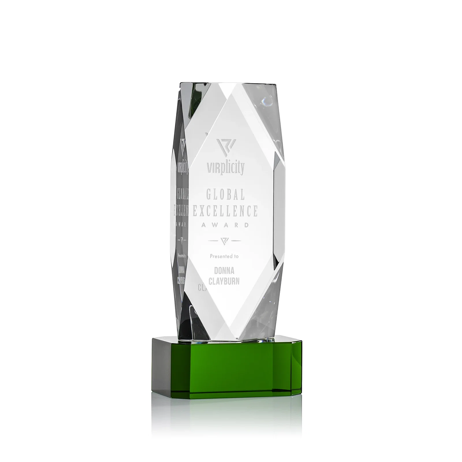 Promotional Optical Crystal Award with a Faceted Diamond Window for team milestone celebrations