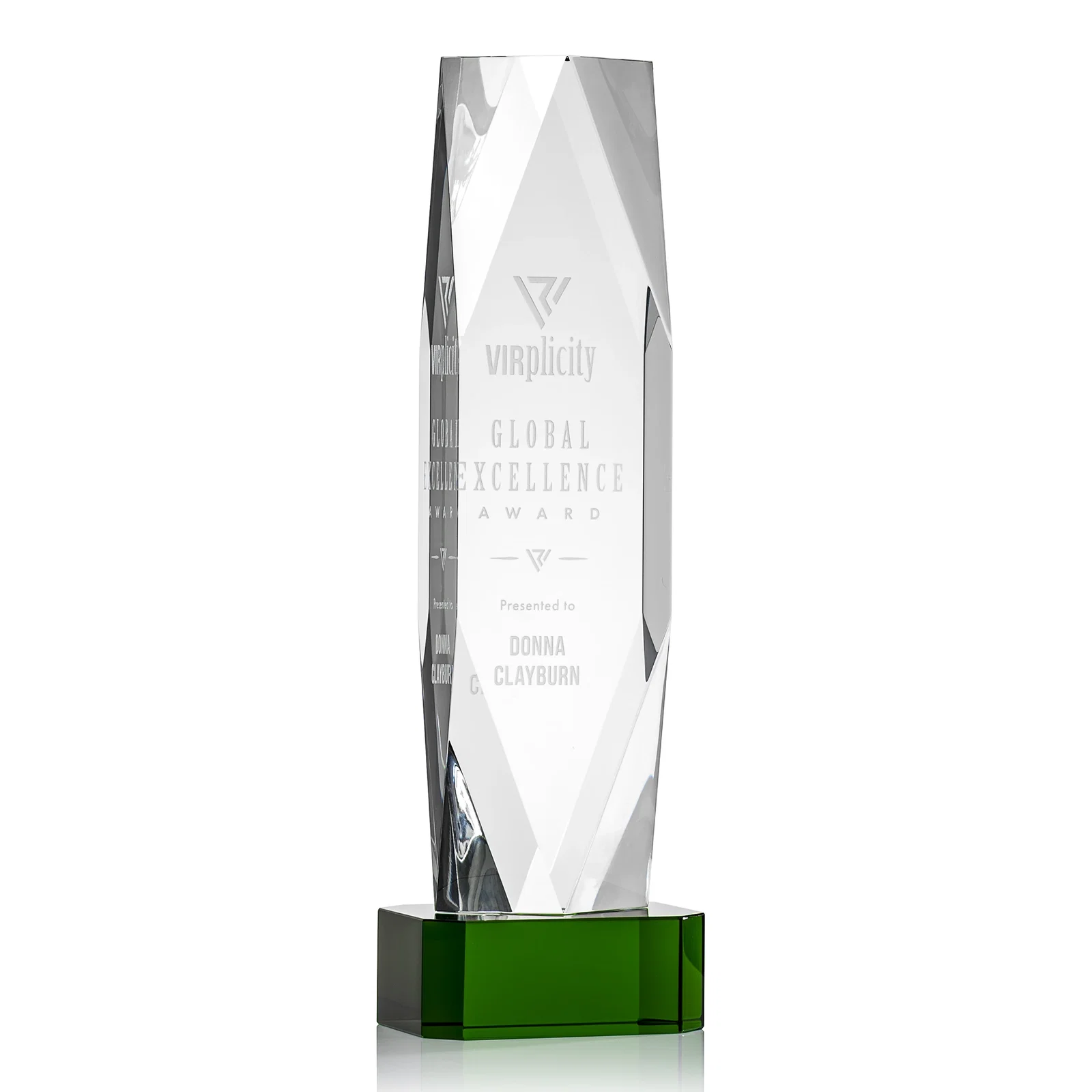 Promotional Optical Crystal Award with a Faceted Diamond Window for graduation ceremonies