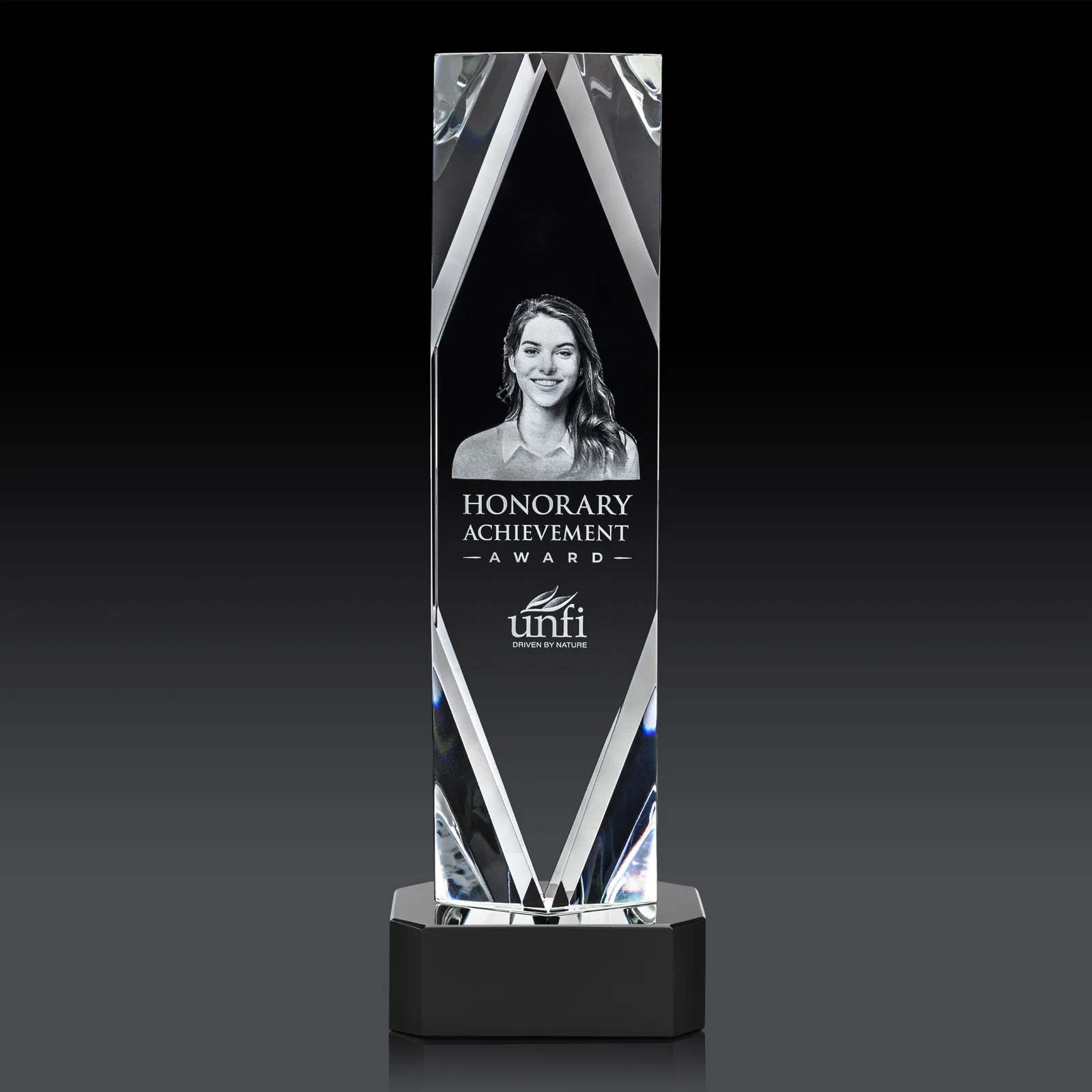 Promotional Optical Crystal Award with a Faceted Diamond Window for company anniversary events