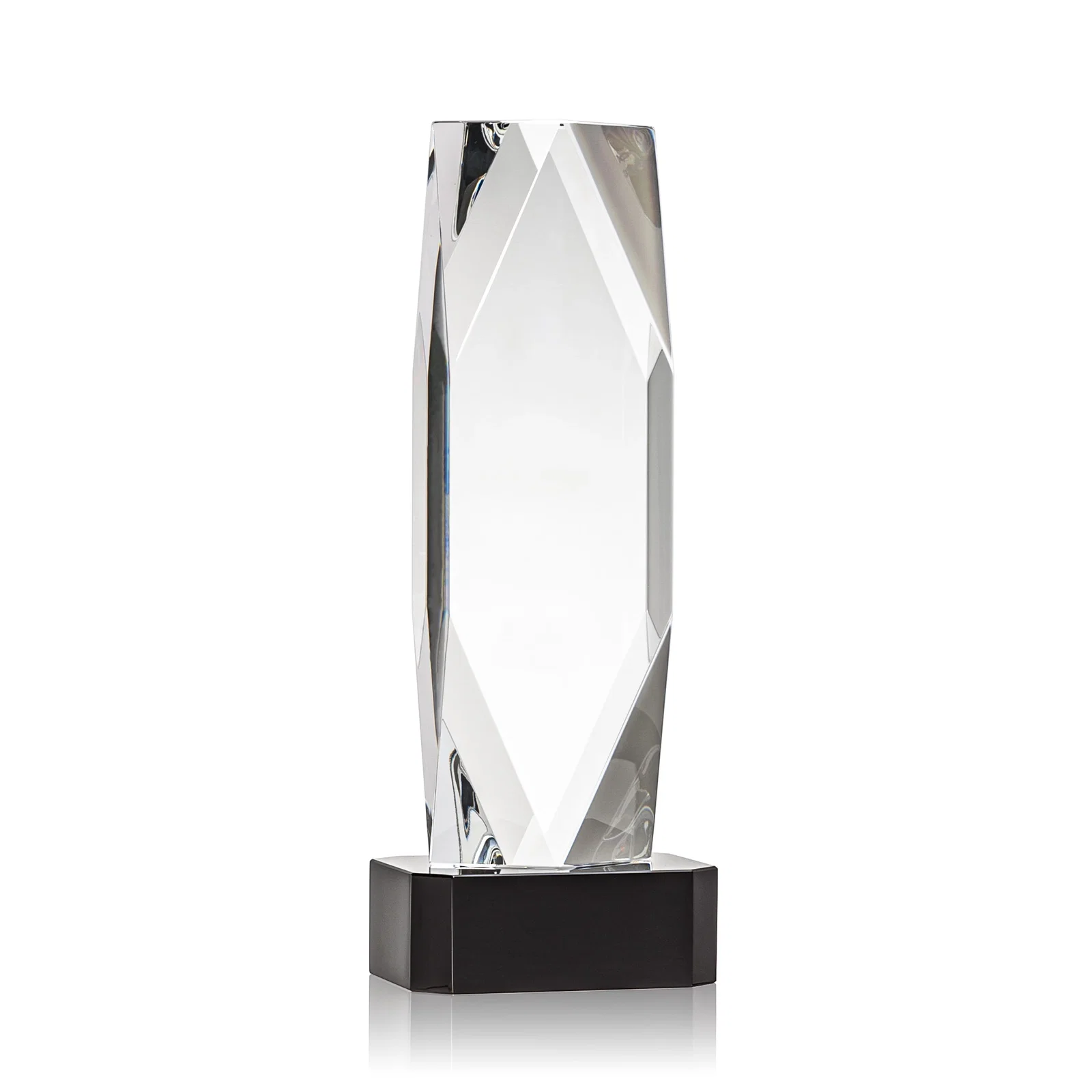 Custom printed Optical Crystal Award with a Faceted Diamond Window for corporate award ceremonies