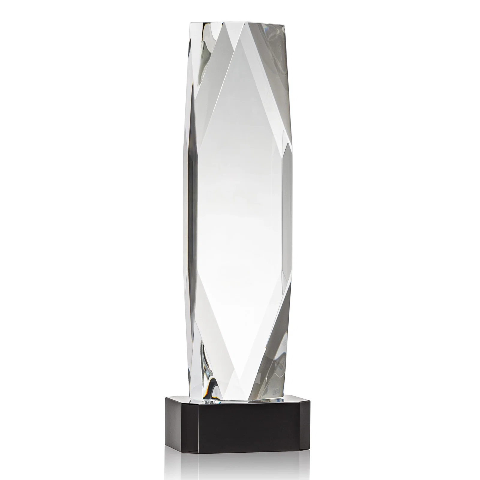 Custom printed Optical Crystal Award with a Faceted Diamond Window for service anniversary gifts