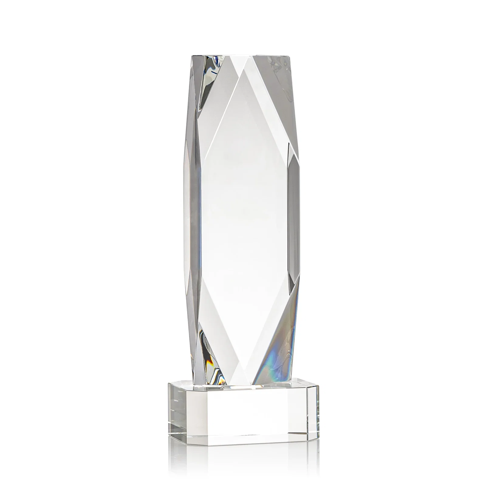 Custom printed Optical Crystal Award with a Faceted Diamond Window for graduation ceremonies