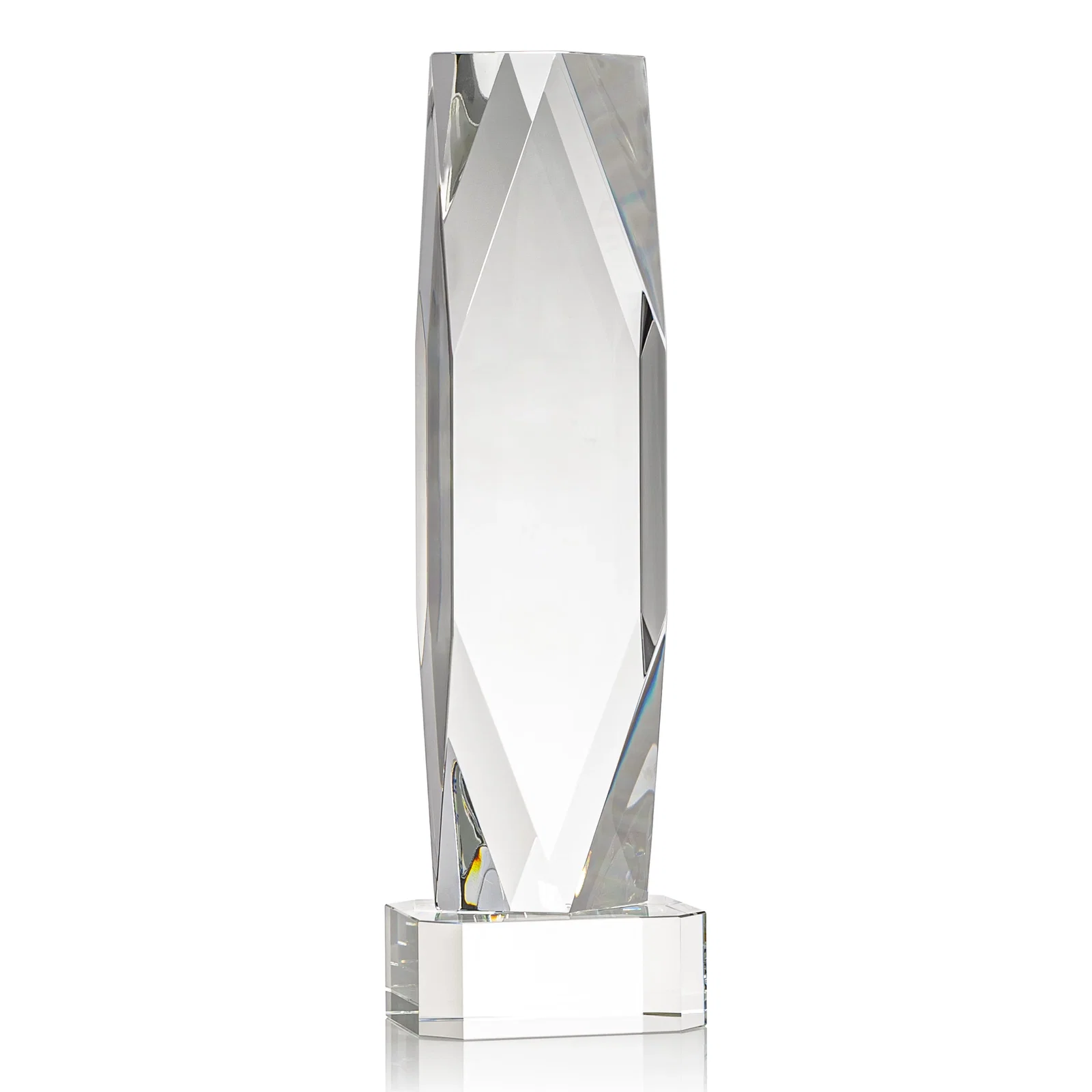 Custom printed Optical Crystal Award with a Faceted Diamond Window for safety achievement programs