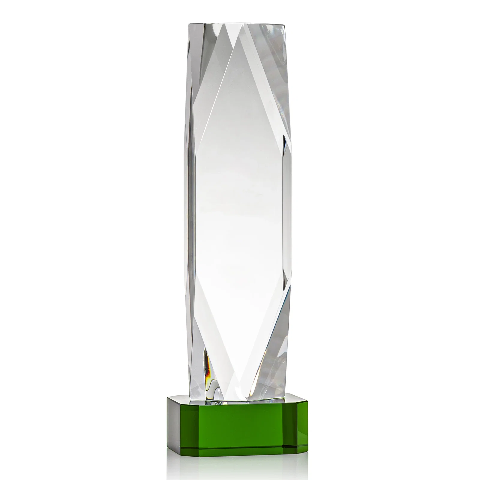Custom printed Optical Crystal Award with a Faceted Diamond Window for company anniversary events