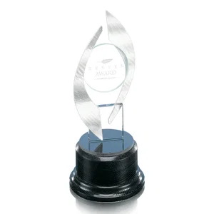 Starfire Crystal Circle and Square Trophy with Aluminum Arcs