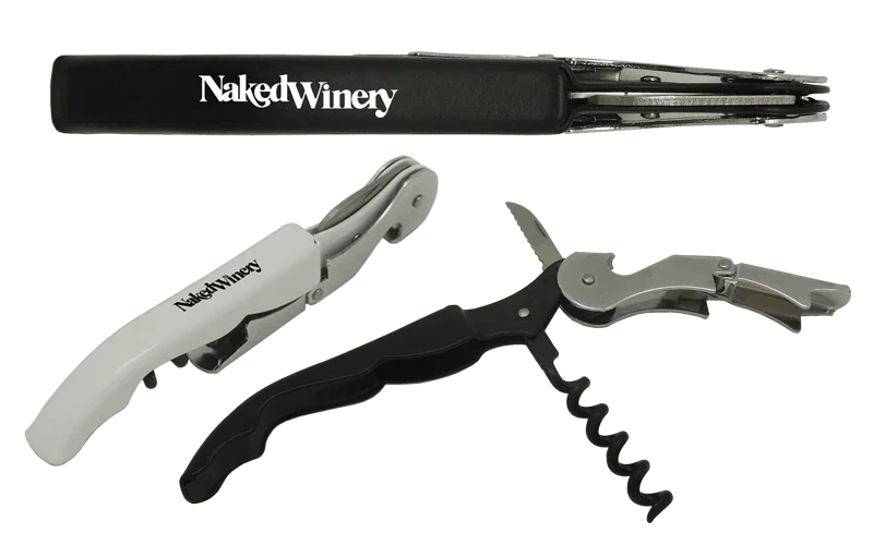 Deluxe Double-Hinged Corkscrew & Opener. Stainless steel folding corkscrew and bottle opener for restaurant wine service