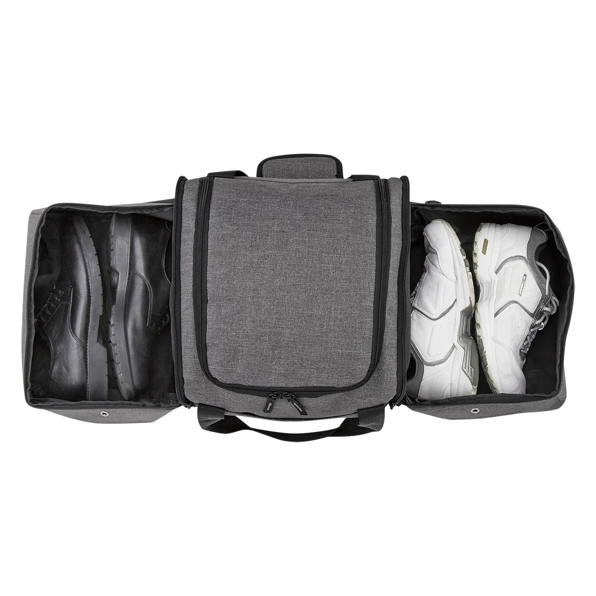 End pocket opened to show room for a pair of sneakers