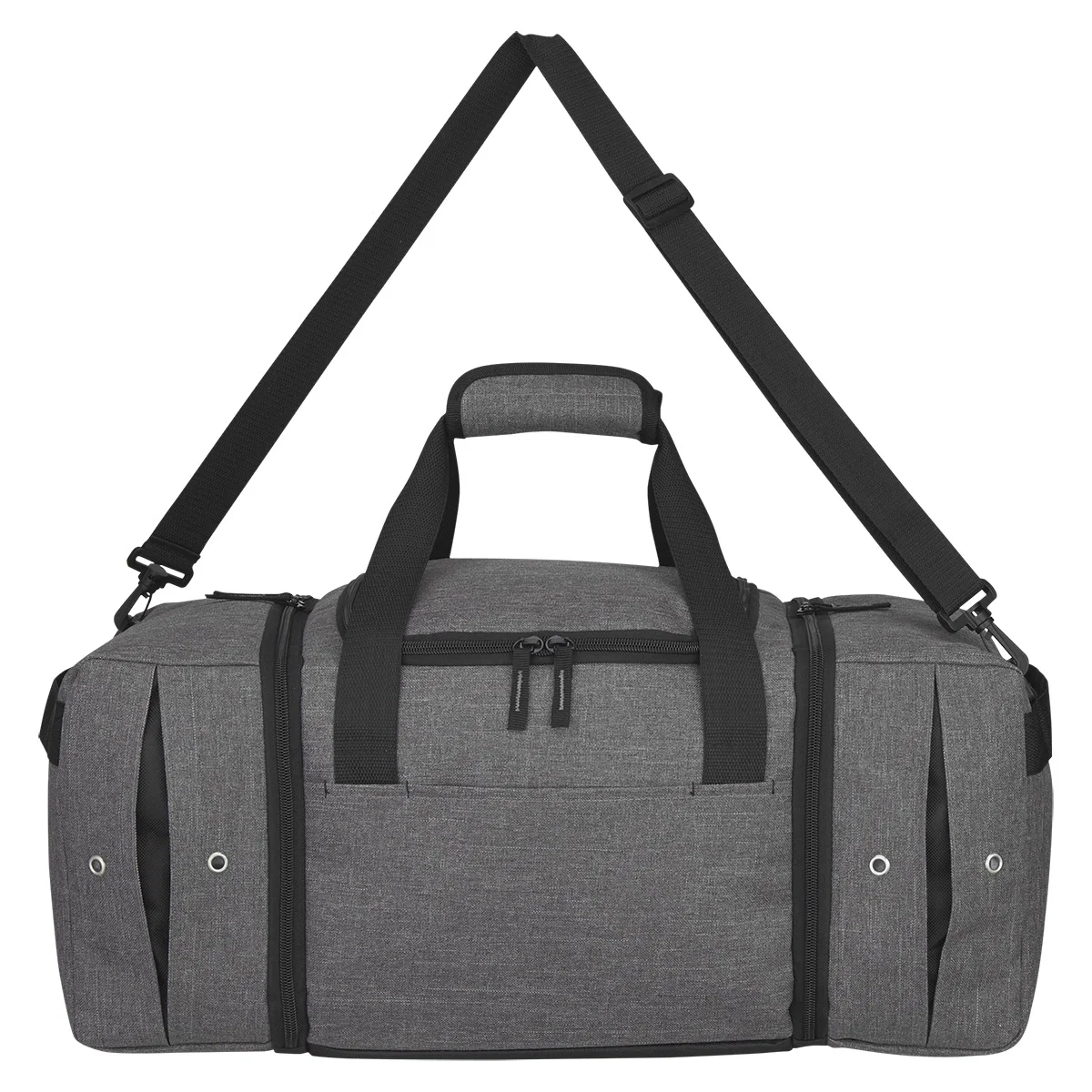 Adjustable shoulder strap and grab handles on the bag