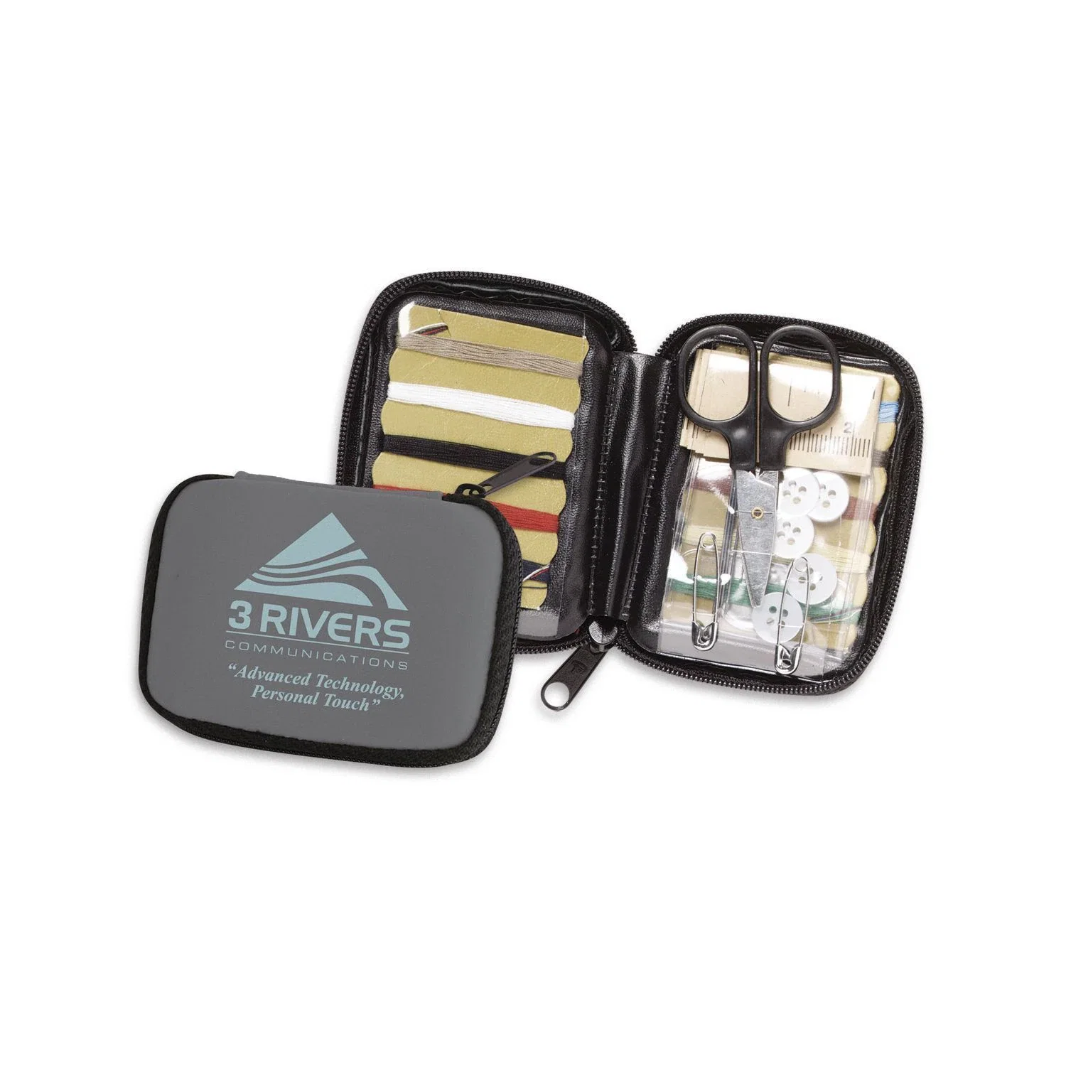 Logo Deluxe Travel Sewing Kit — Gray — view 2