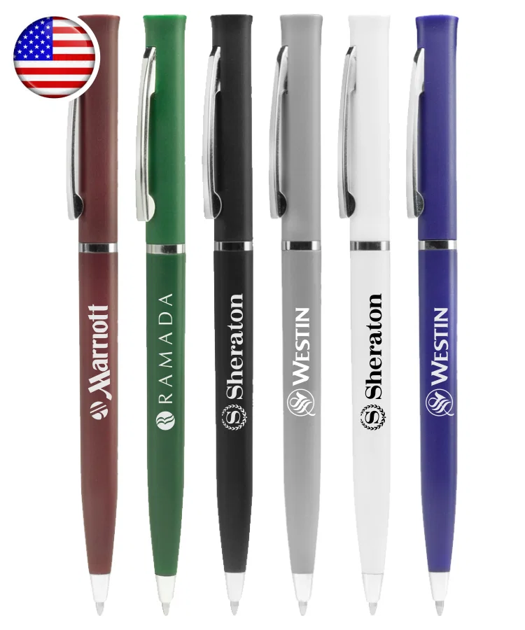 Deluxe Twister Ballpoint Pen with Nickel Ring
