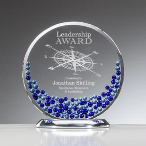 Sapphire and Aquamarine Crystal Disc Award With Beads on Both Sides