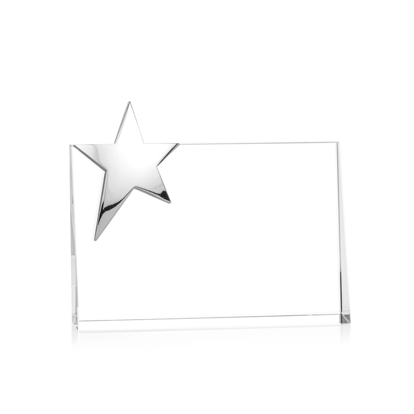 Promotional Optical Crystal Wedge Award With a Gold or Silver Corner Star for corporate award ceremonies