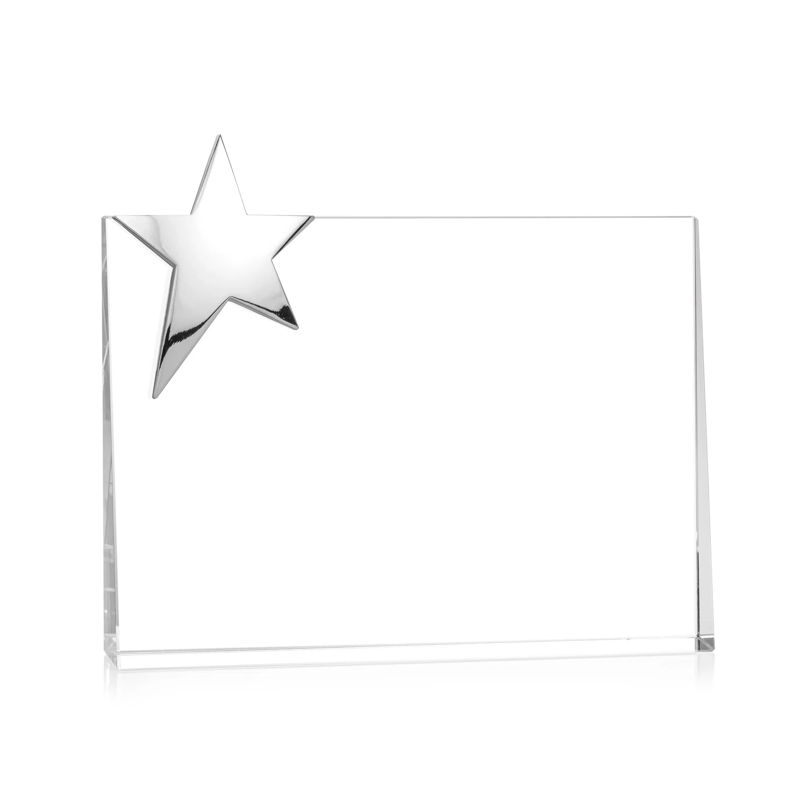 Promotional Optical Crystal Wedge Award With a Gold or Silver Corner Star for sales achievement awards