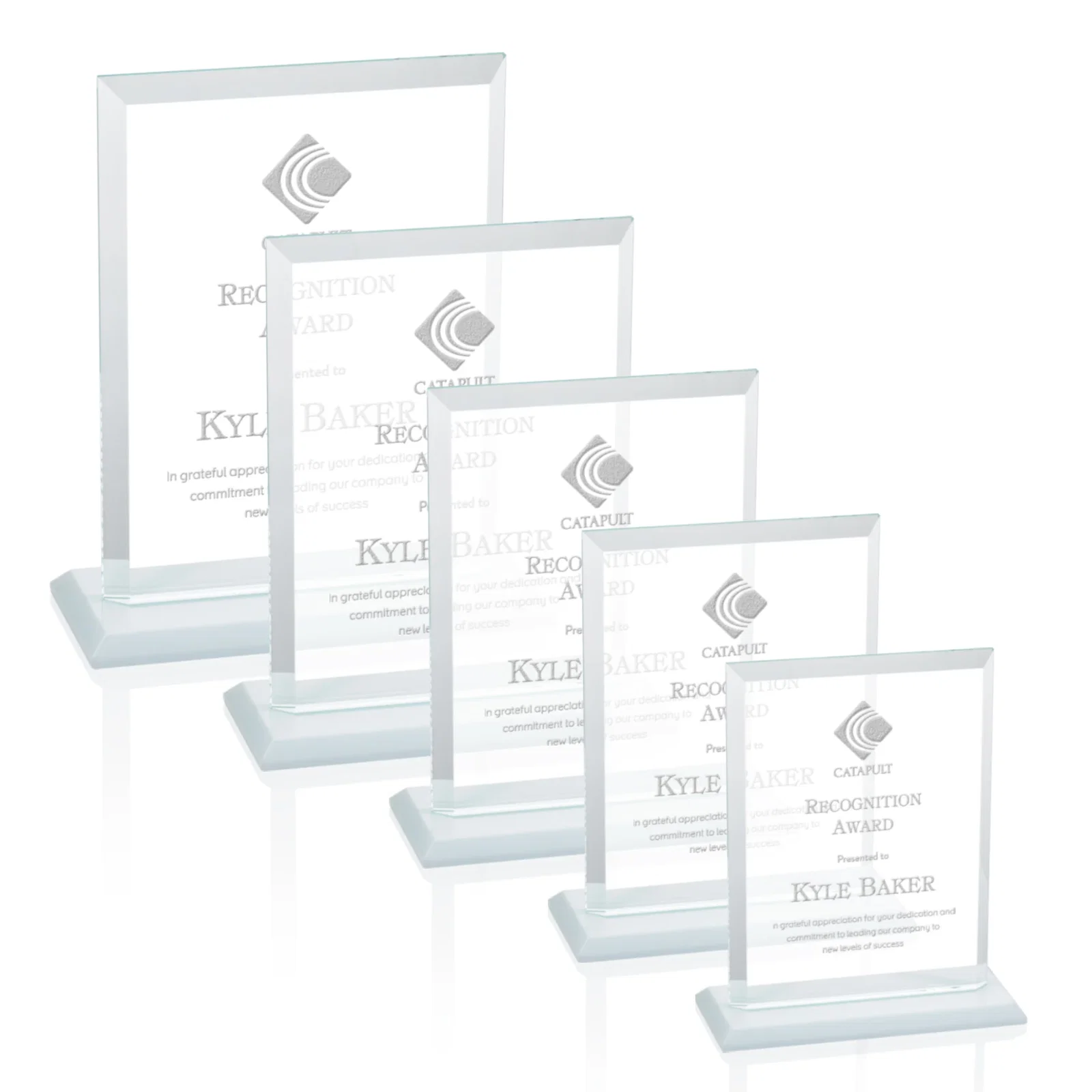 Custom Starfire Crystal Rectangle Award, Beveled Every Edge, White Base, awards for employee recognition