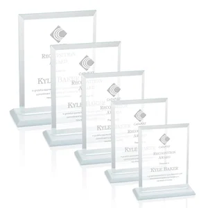 Starfire Crystal Rectangle Award, Beveled Every Edge, White Base