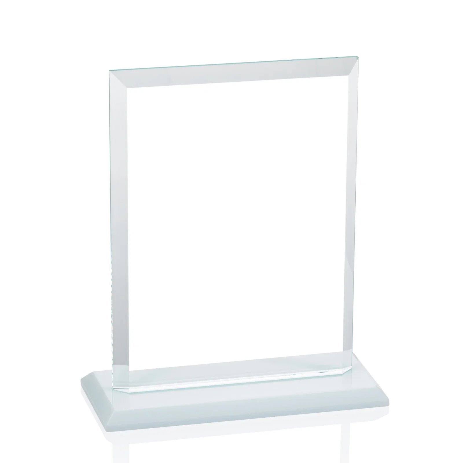 Promotional Starfire Crystal Rectangle Award, Beveled Every Edge, White Base, awards, with your logo for service anniversary gifts