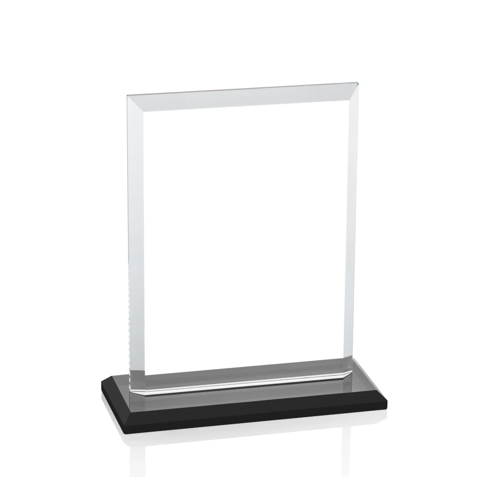 Promotional Starfire Crystal Rectangle Award, Beveled Every Edge, White Base, awards, with your logo for team milestone celebrations
