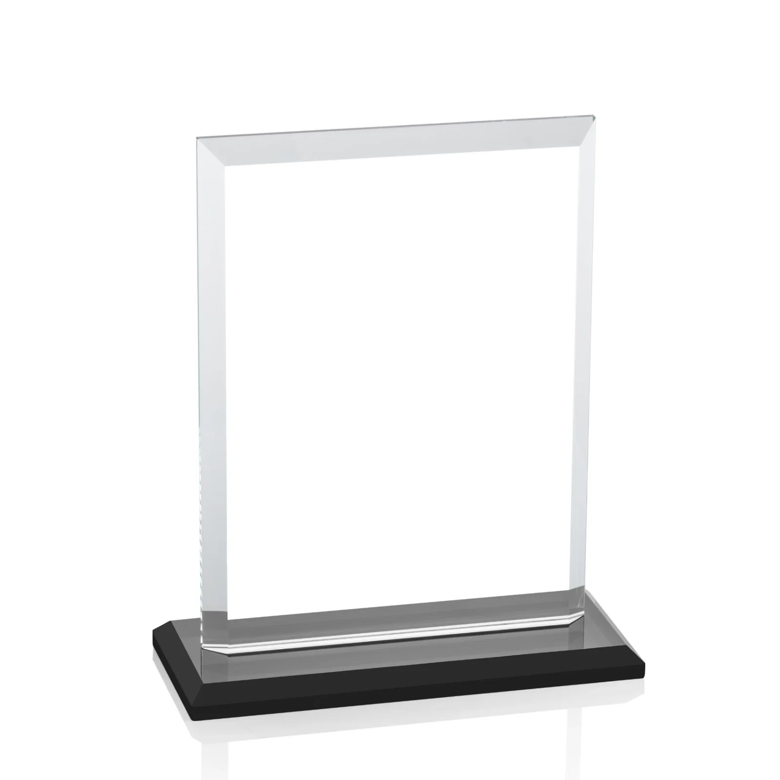 Promotional Starfire Crystal Rectangle Award, Beveled Every Edge, White Base, awards, with your logo for donor appreciation