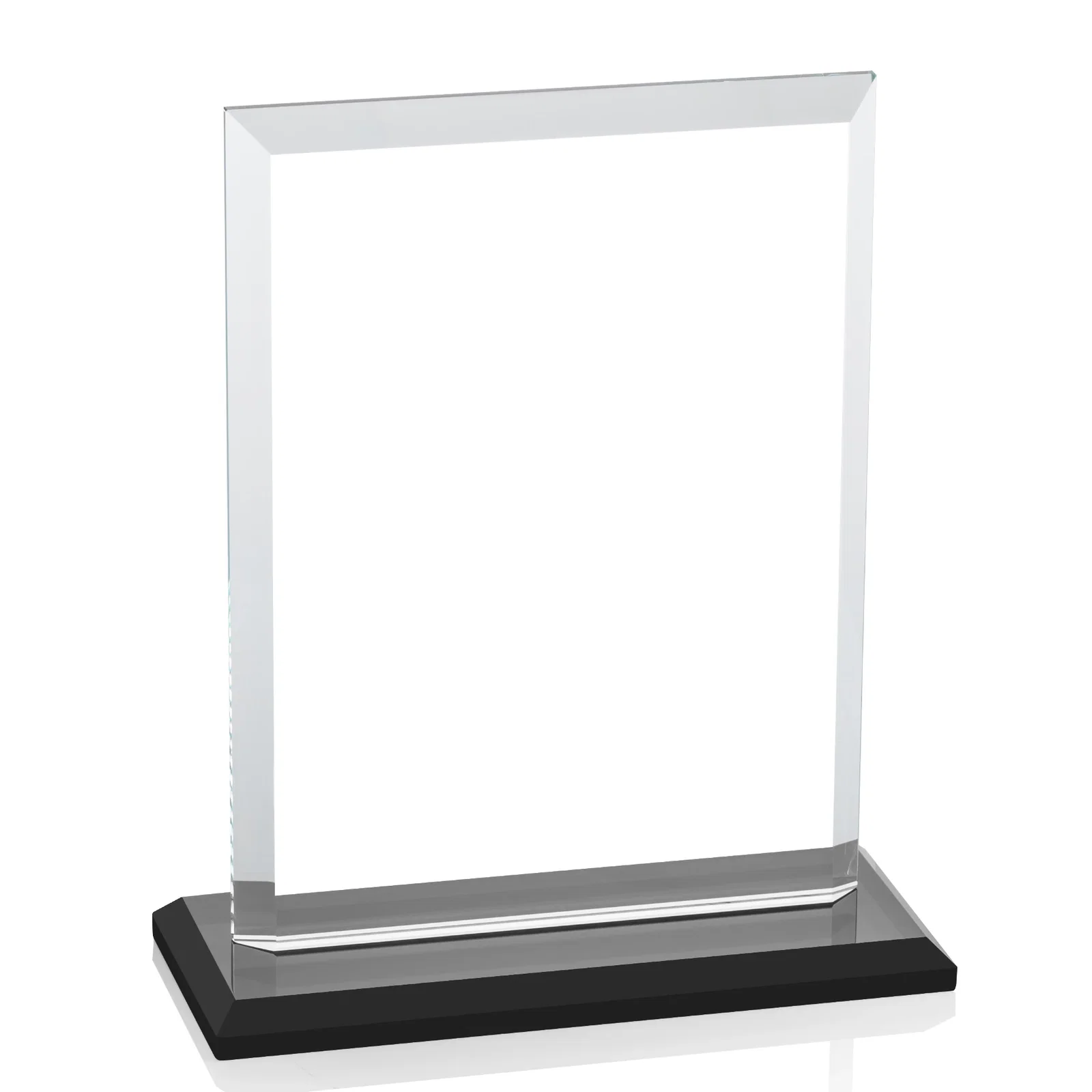 Promotional Starfire Crystal Rectangle Award, Beveled Every Edge, White Base, awards, with your logo for volunteer appreciation