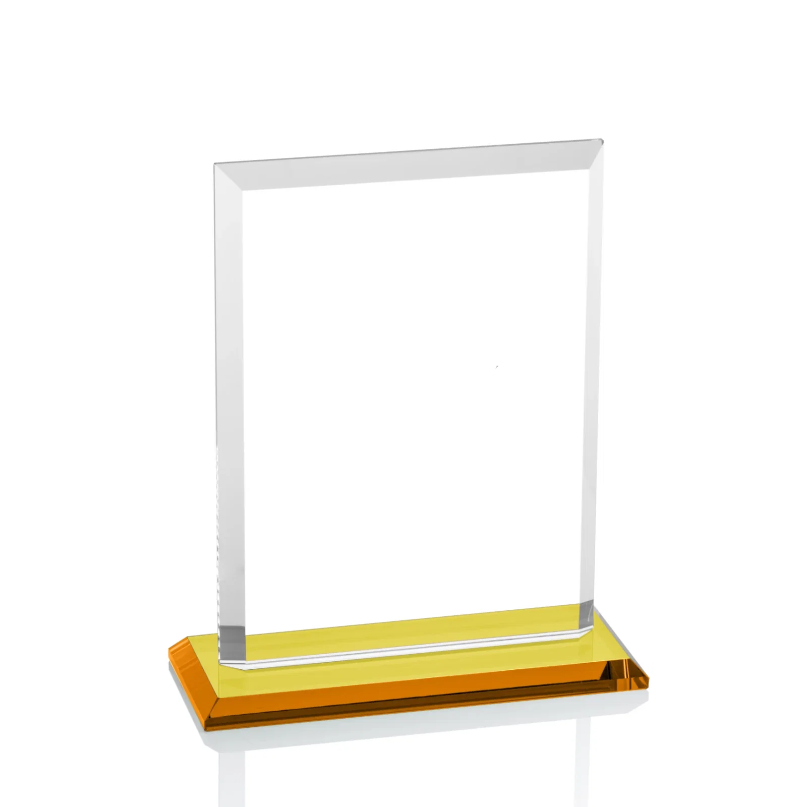 Branded Starfire Crystal Rectangle Award, Beveled Every Edge, White Base, awards, with your logo for sales achievement awards