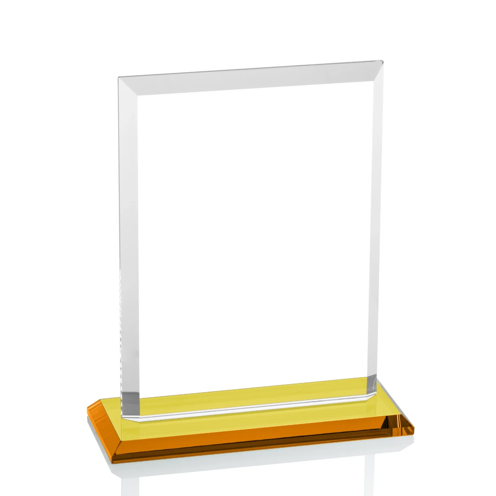 Branded Starfire Crystal Rectangle Award, Beveled Every Edge, White Base, awards, with your logo for team milestone celebrations