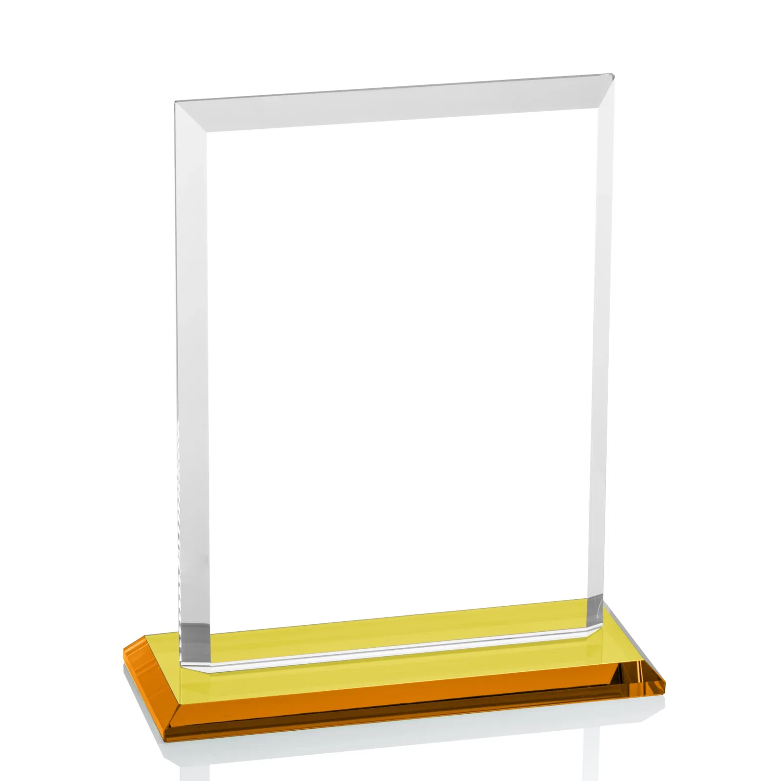 Branded Starfire Crystal Rectangle Award, Beveled Every Edge, White Base, awards, with your logo for donor appreciation