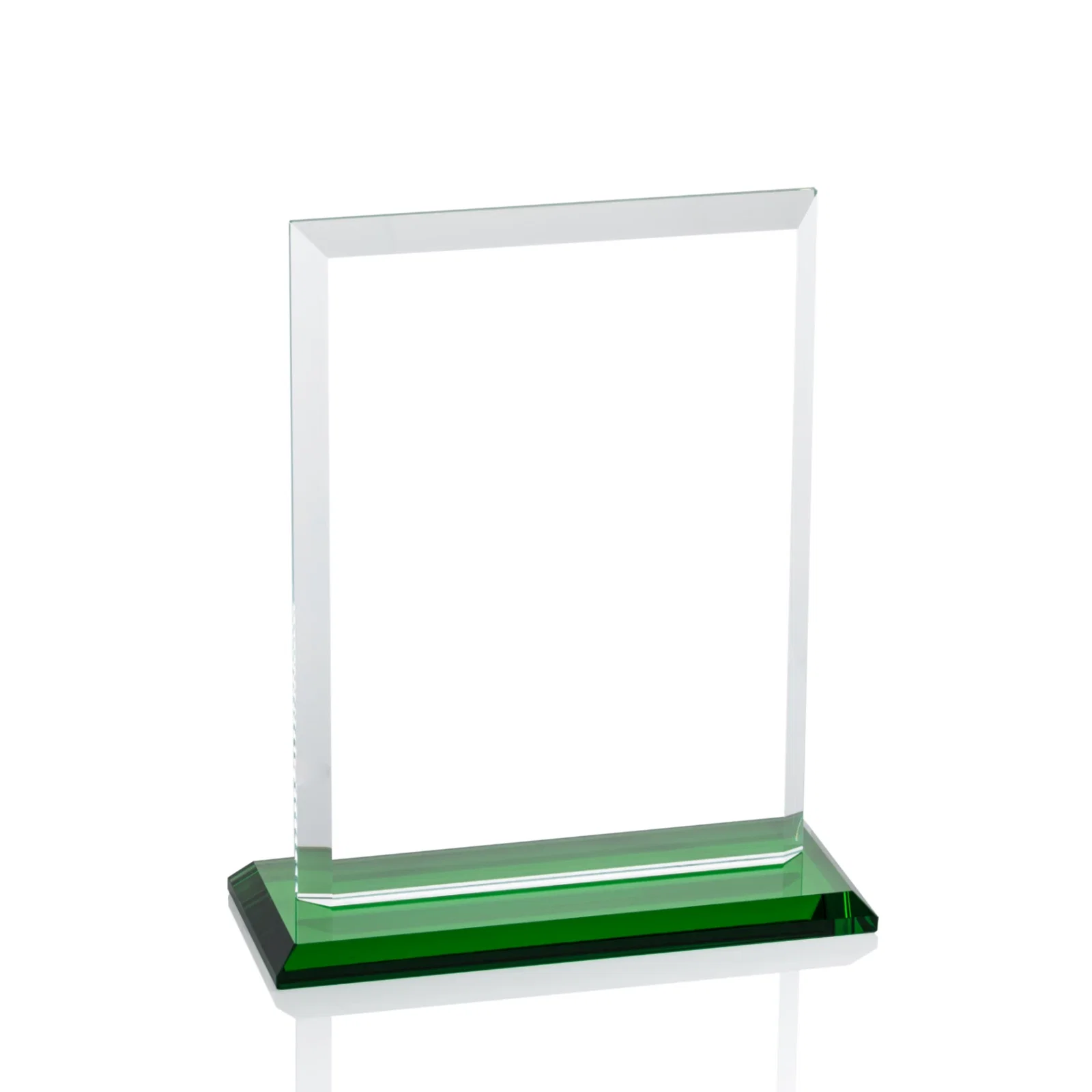 Branded Starfire Crystal Rectangle Award, Beveled Every Edge, White Base, awards, with your logo for safety achievement programs