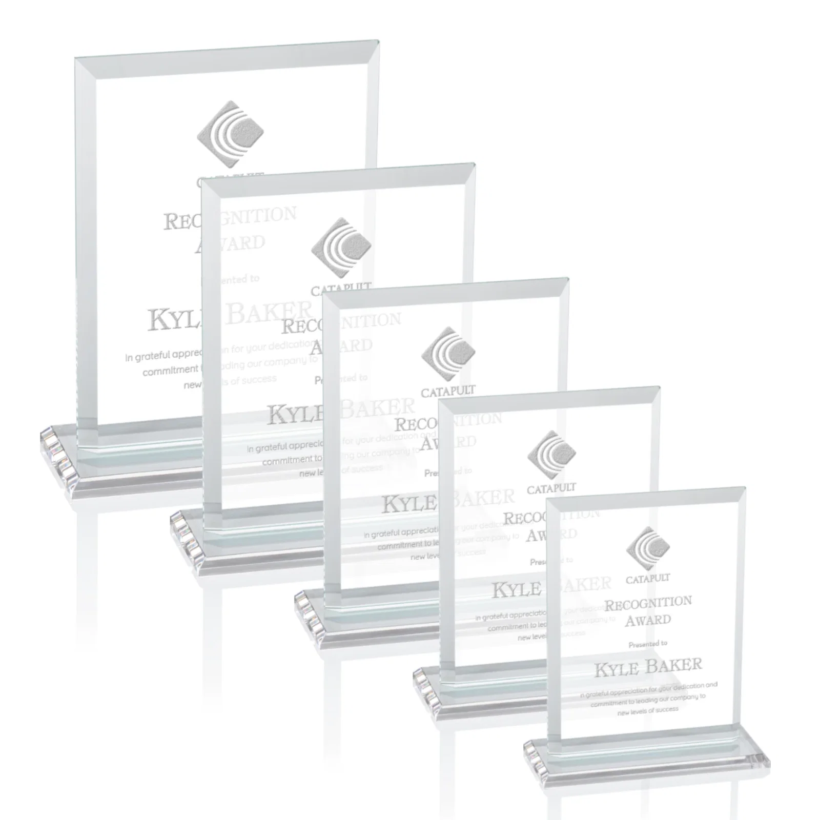 Personalized Starfire Crystal Rectangle Award, Beveled Every Edge, White Base, awards for employee recognition