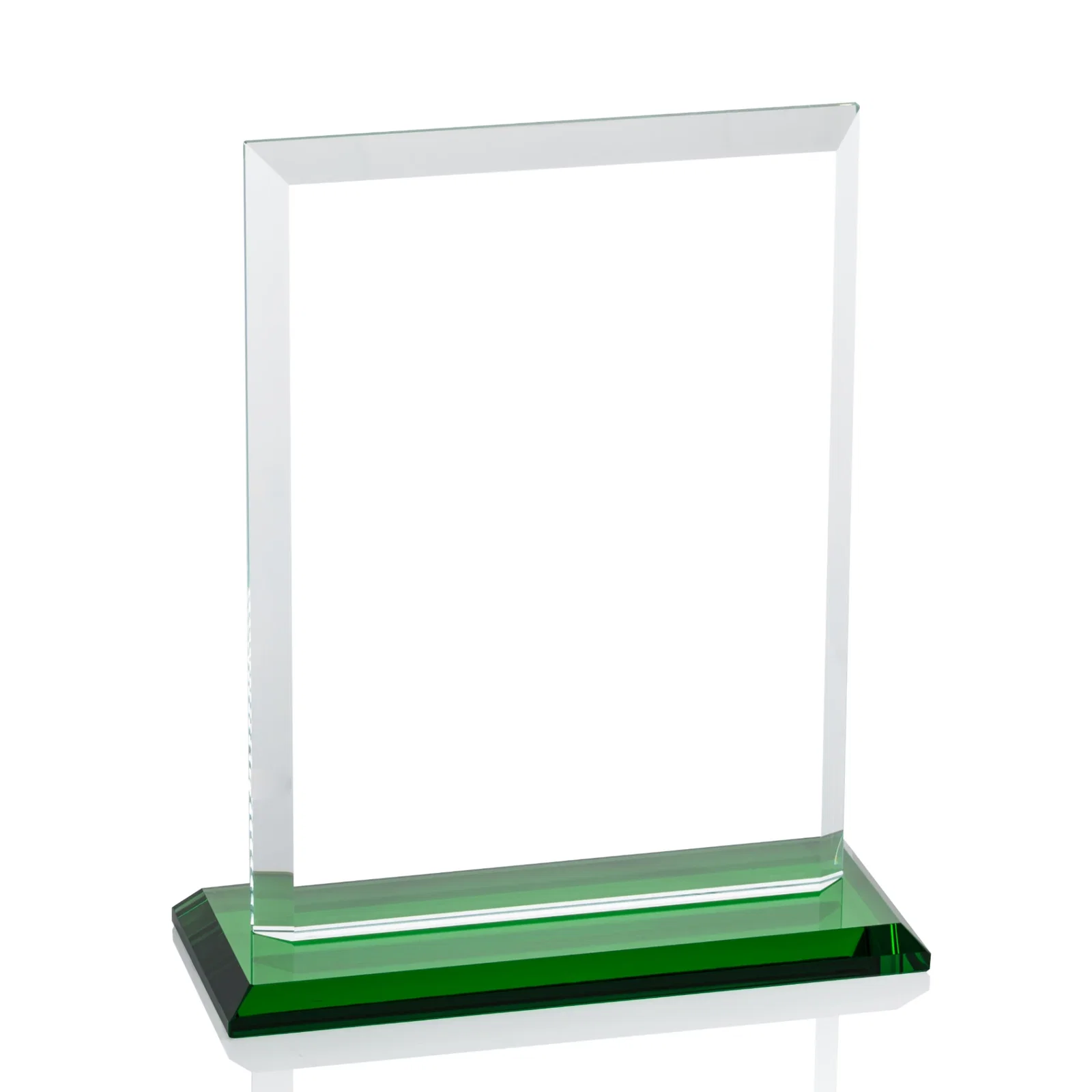 Branded Starfire Crystal Rectangle Award, Beveled Every Edge, White Base, awards, with your logo for company anniversary events