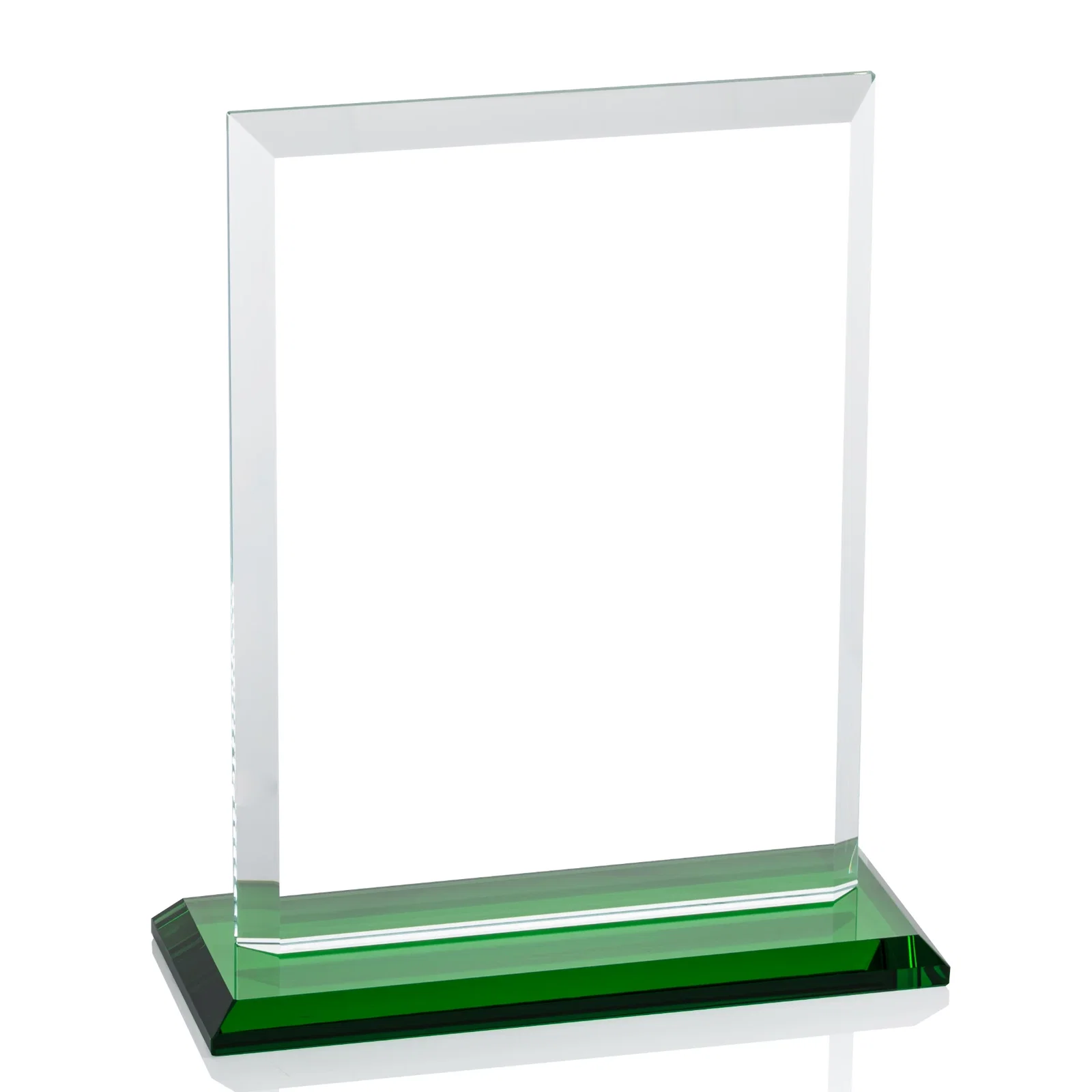Custom printed Starfire Crystal Rectangle Award, Beveled Every Edge, White Base, awards, with your logo for employee recognition