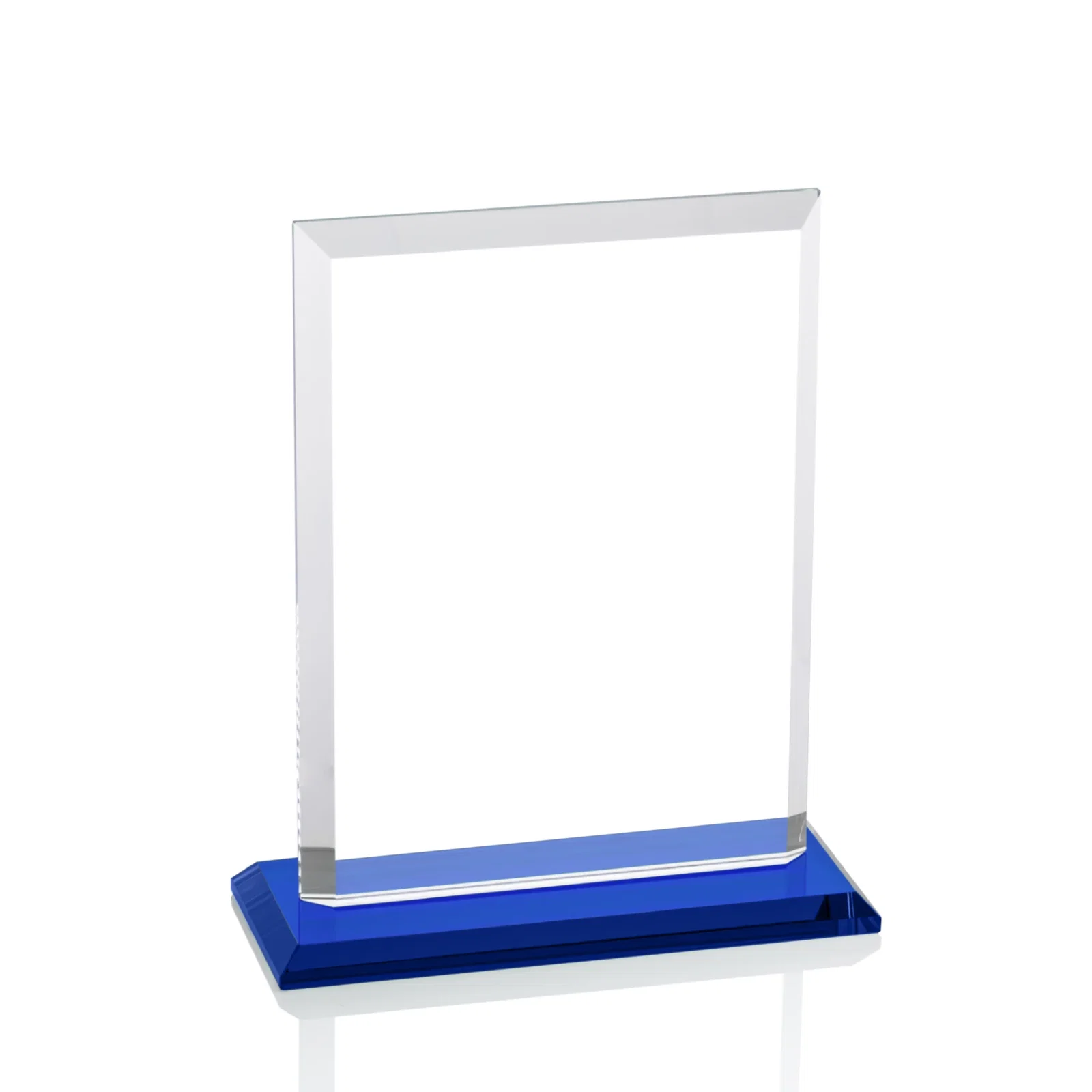Custom printed Starfire Crystal Rectangle Award, Beveled Every Edge, White Base, awards, with your logo for corporate award ceremonies