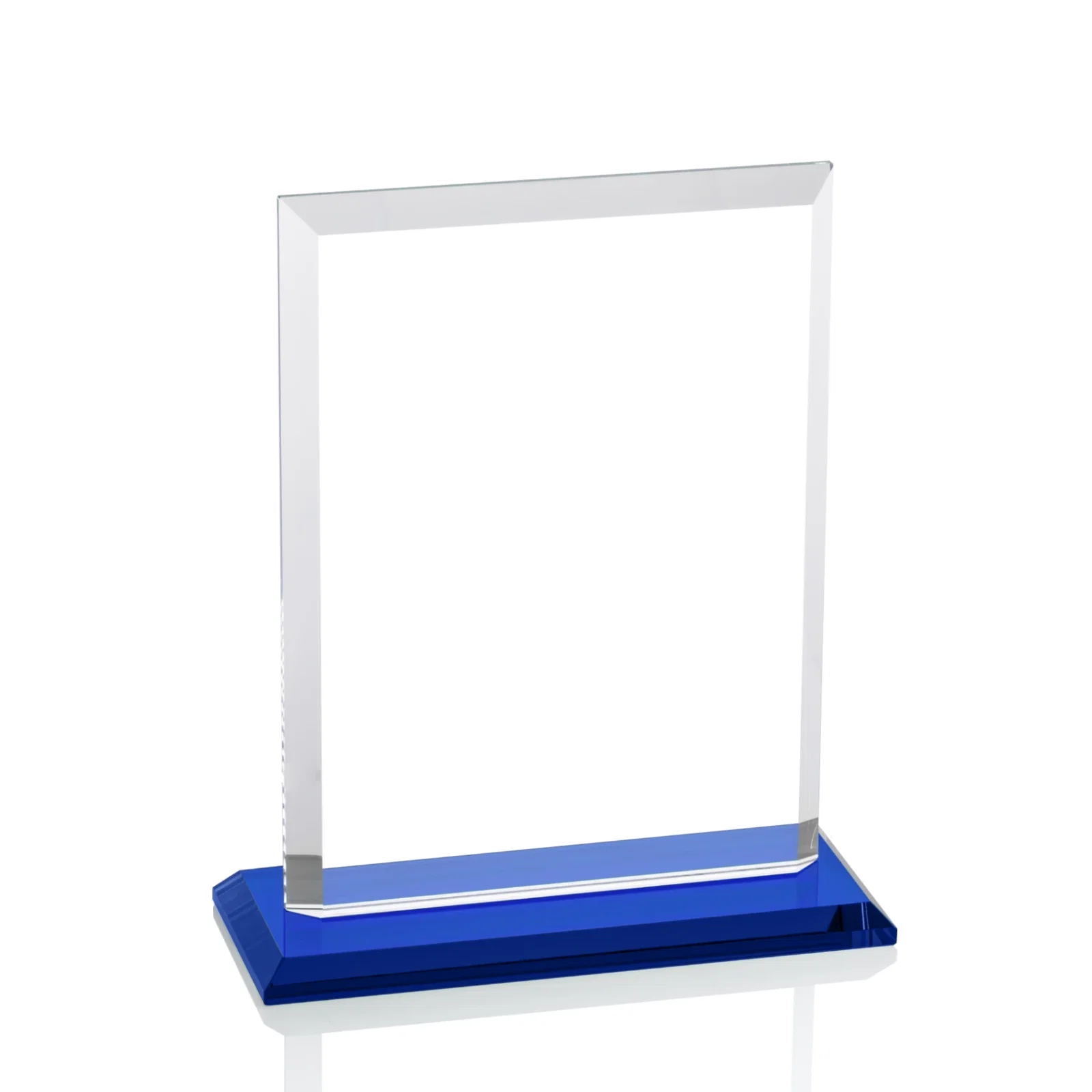 Custom printed Starfire Crystal Rectangle Award, Beveled Every Edge, White Base, awards, with your logo for service anniversary gifts