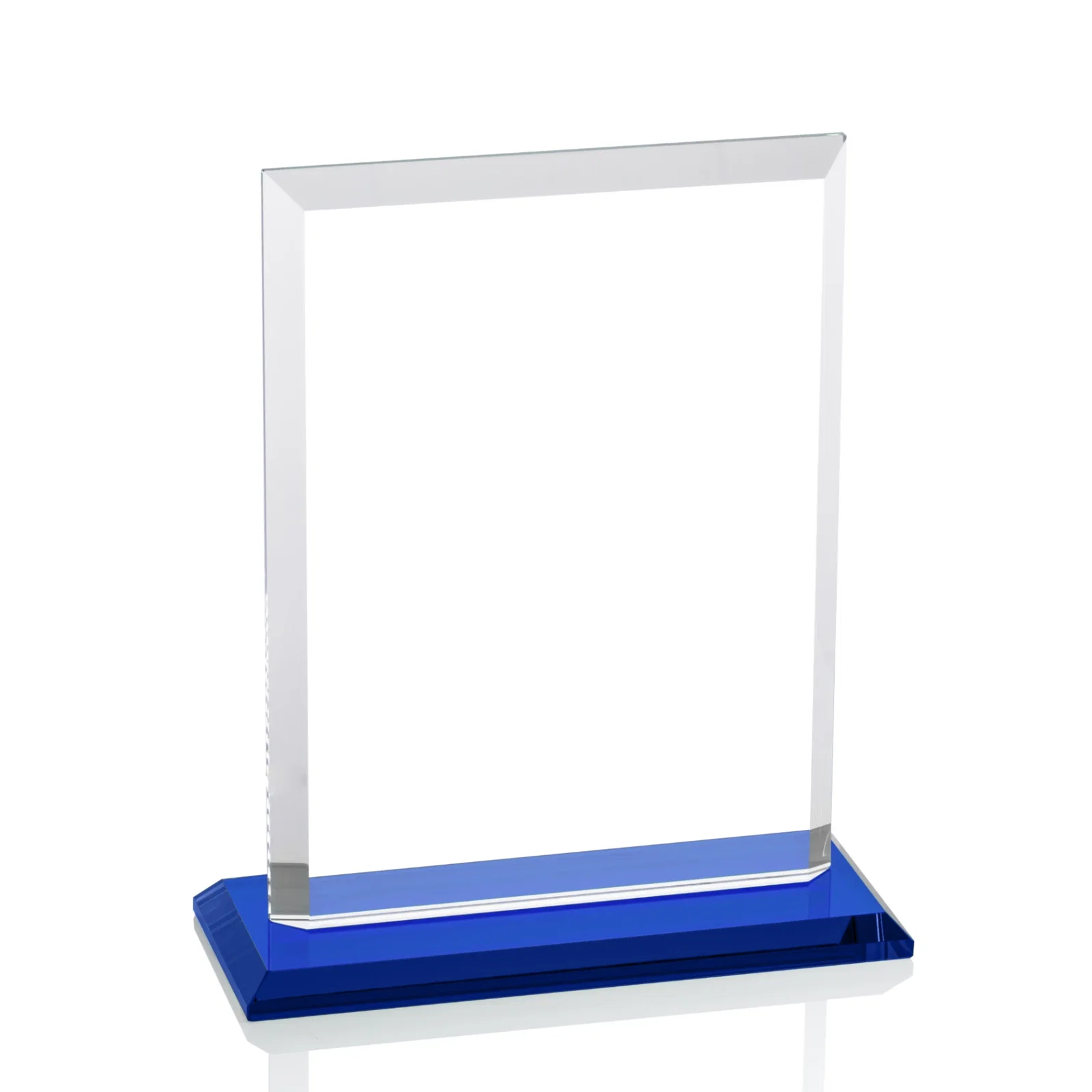 Custom printed Starfire Crystal Rectangle Award, Beveled Every Edge, White Base, awards, with your logo for sales achievement awards