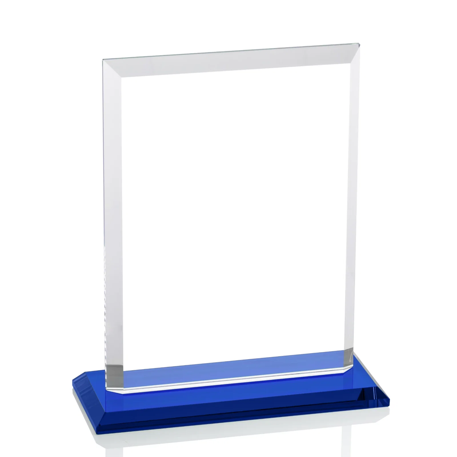 Custom printed Starfire Crystal Rectangle Award, Beveled Every Edge, White Base, awards, with your logo for retirement presentations