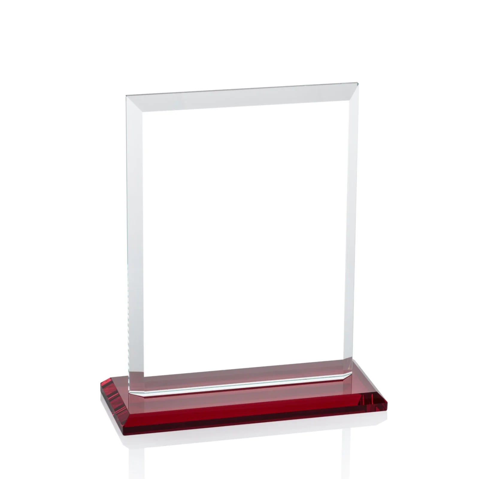 Custom printed Starfire Crystal Rectangle Award, Beveled Every Edge, White Base, awards, with your logo for donor appreciation