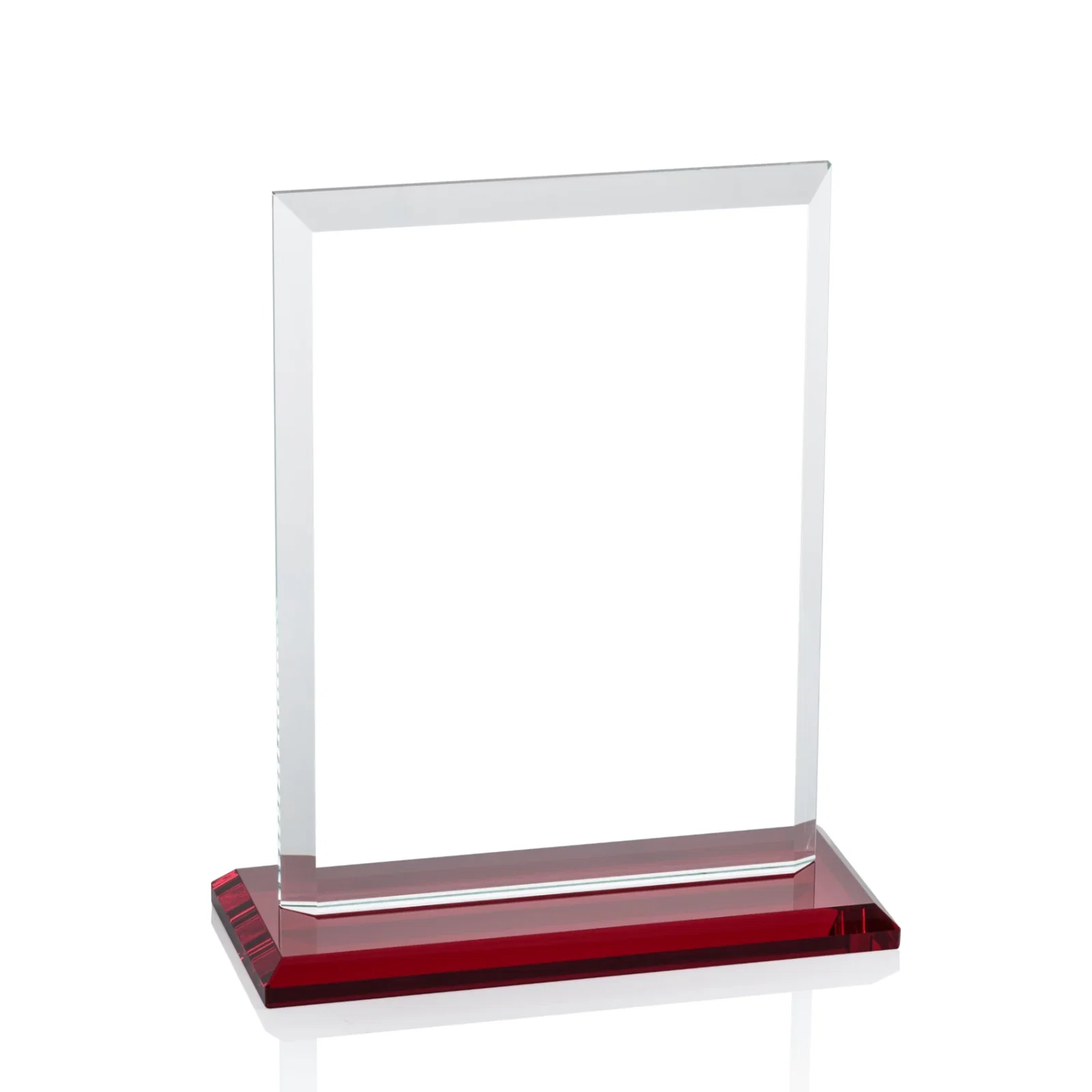 Custom printed Starfire Crystal Rectangle Award, Beveled Every Edge, White Base, awards, with your logo for graduation ceremonies
