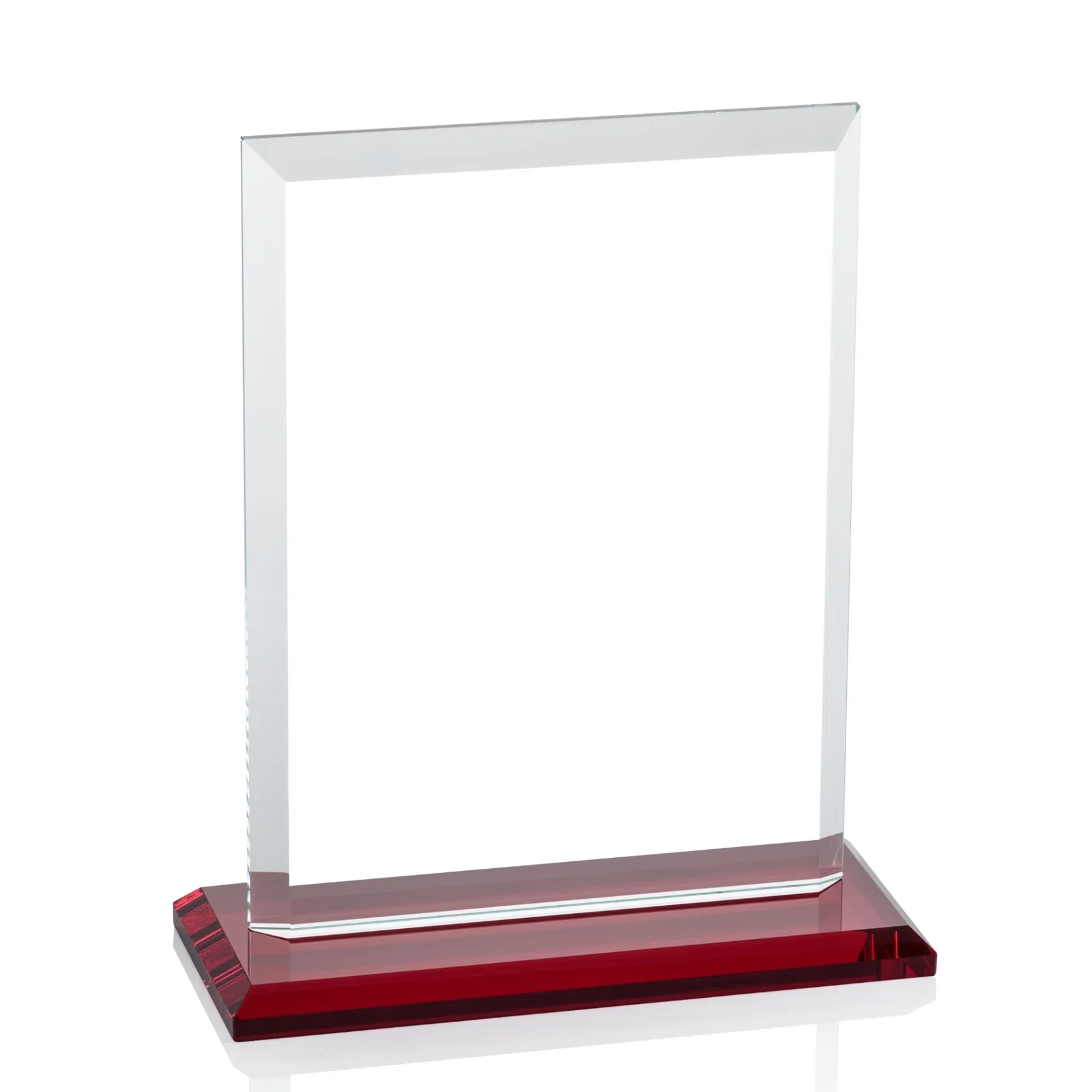 Custom printed Starfire Crystal Rectangle Award, Beveled Every Edge, White Base, awards, with your logo for volunteer appreciation