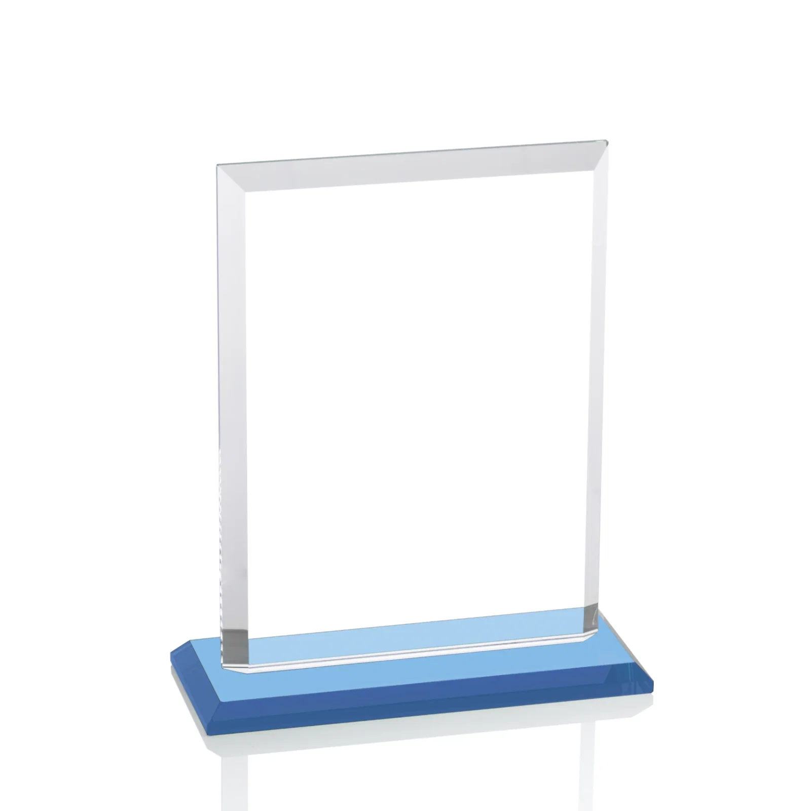 Custom printed Starfire Crystal Rectangle Award, Beveled Every Edge, White Base, awards, with your logo for company anniversary events