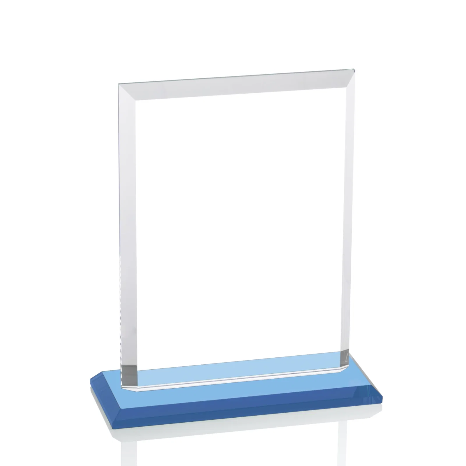 Customized Starfire Crystal Rectangle Award, Beveled Every Edge, White Base, awards, with your logo for employee recognition
