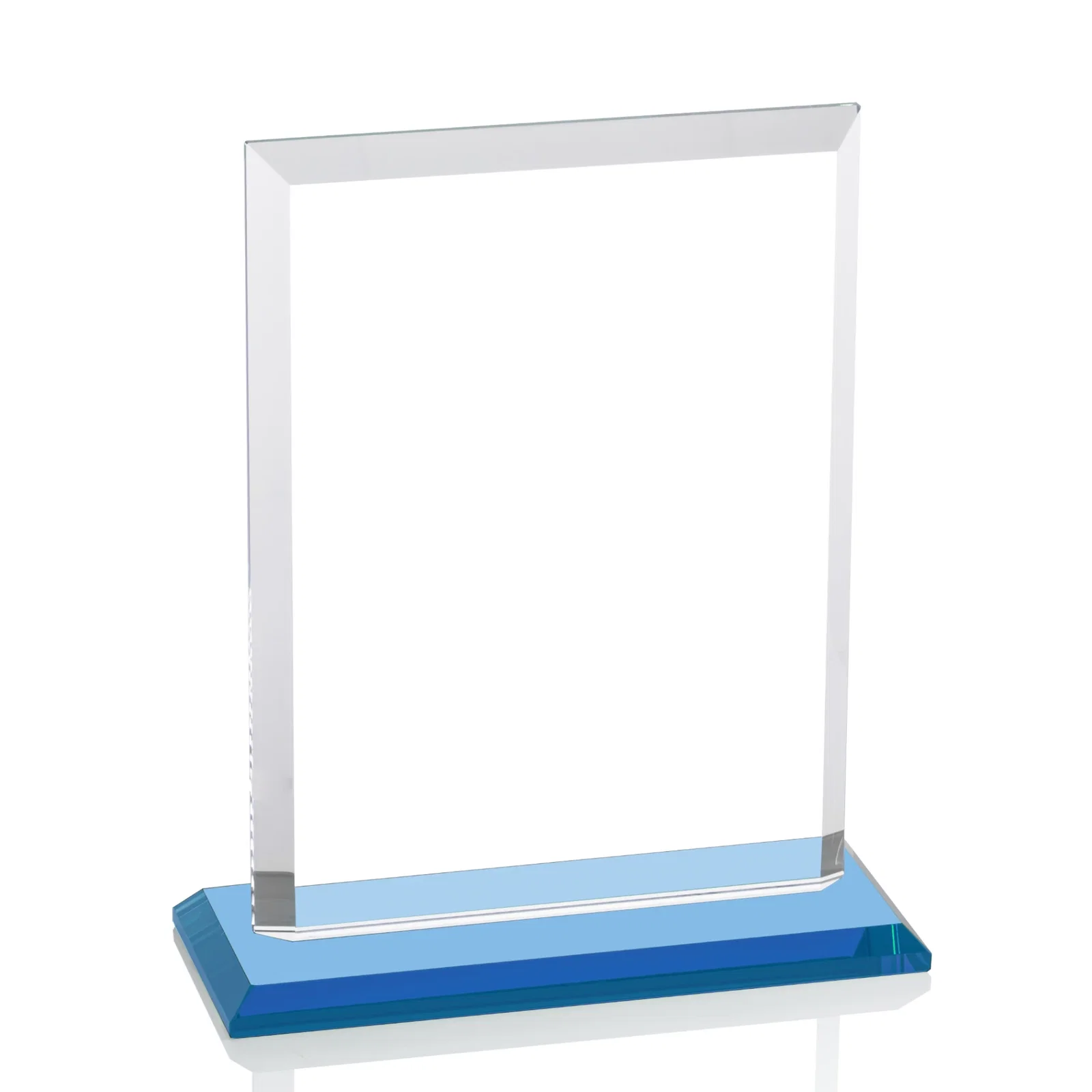 Customized Starfire Crystal Rectangle Award, Beveled Every Edge, White Base, awards, with your logo for service anniversary gifts