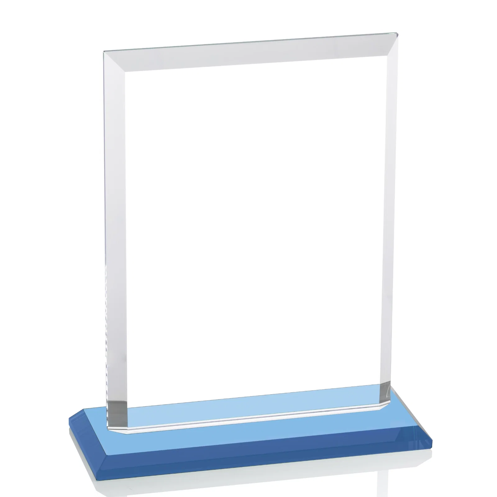 Customized Starfire Crystal Rectangle Award, Beveled Every Edge, White Base, awards, with your logo for sales achievement awards