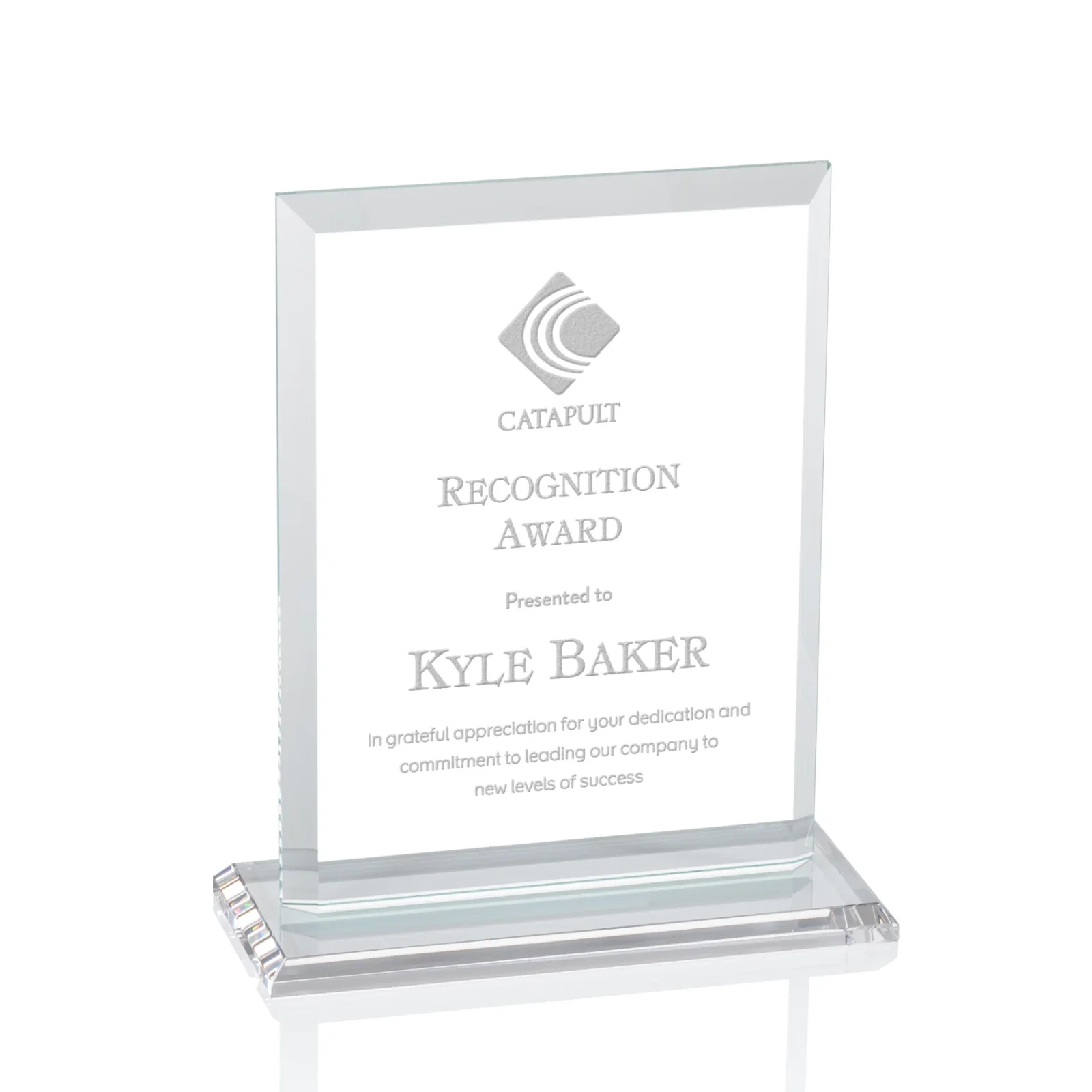 Personalized Starfire Crystal Rectangle Award, Beveled Every Edge, White Base, awards for service anniversary gifts