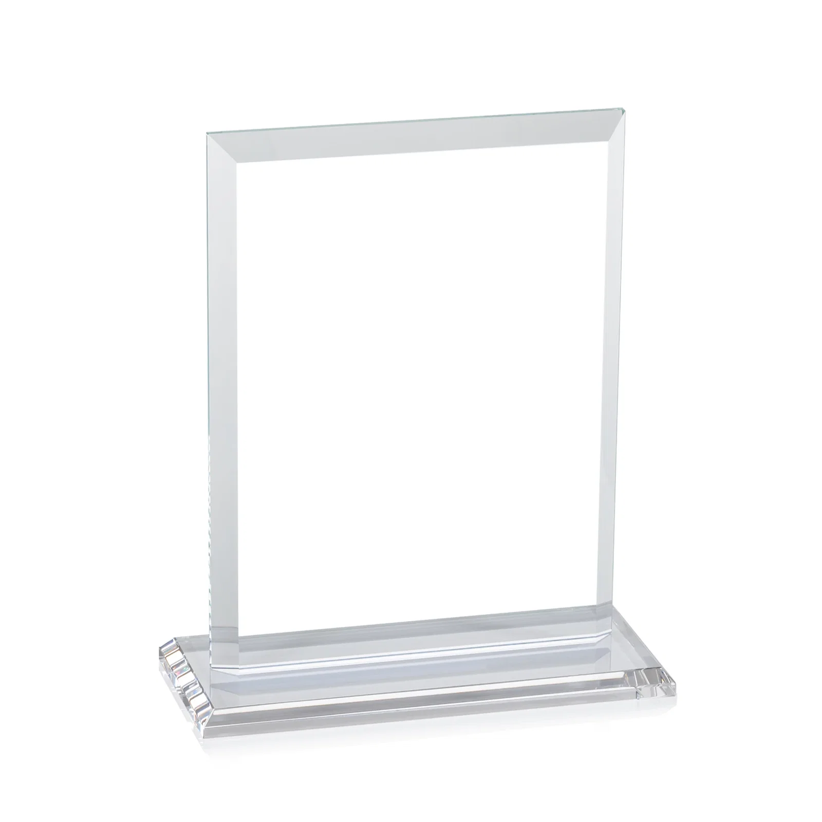 Customized Starfire Crystal Rectangle Award, Beveled Every Edge, White Base, awards, with your logo for team milestone celebrations