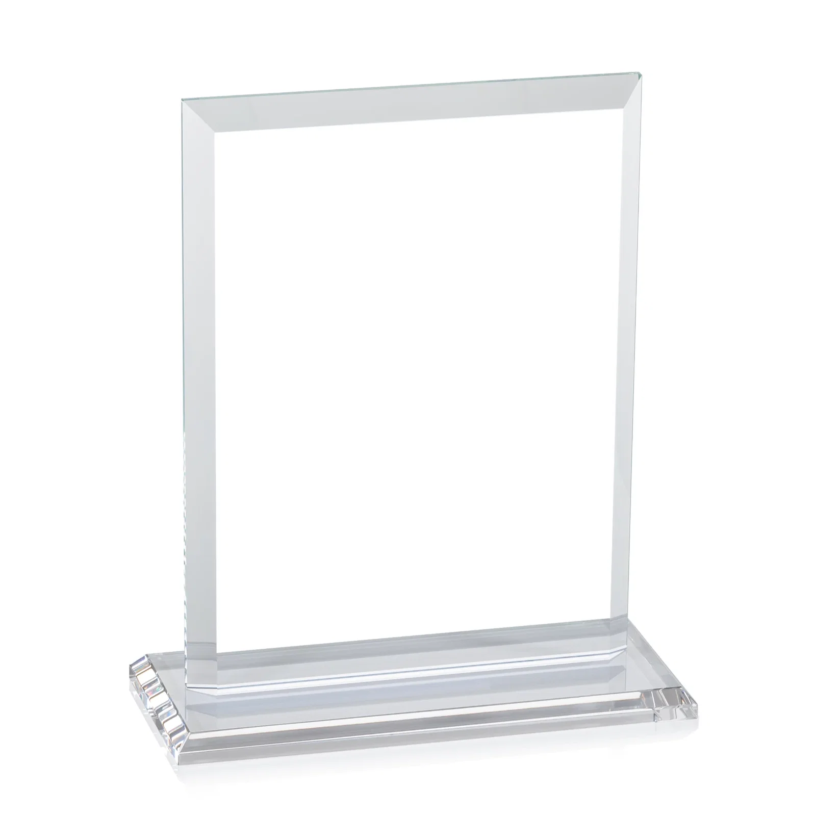 Customized Starfire Crystal Rectangle Award, Beveled Every Edge, White Base, awards, with your logo for graduation ceremonies