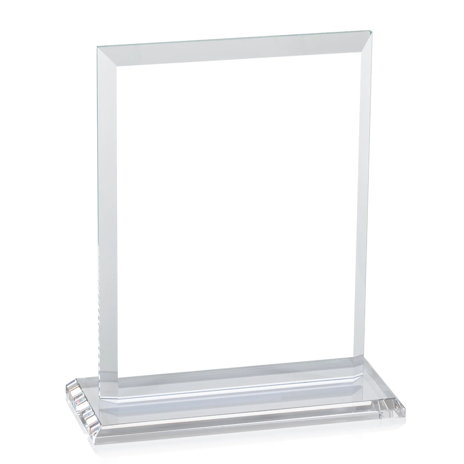 Customized Starfire Crystal Rectangle Award, Beveled Every Edge, White Base, awards, with your logo for safety achievement programs